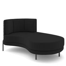 Sofá Chaise Longue Sala de Estar Living Lucca Direito D02 Veludo Preto C-300 - Lyam Decor