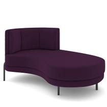 Sofá Chaise Longue Sala de Estar Living Lucca Direito D02 Veludo Roxo C-292 - Lyam Decor