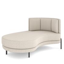 Sofá Chaise Longue Sala de Estar Living Lucca Esquerdo D02 Bouclê Creme B-54 - Lyam Decor