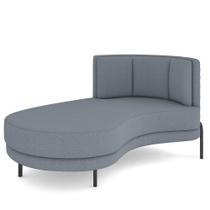 Sofá Chaise Longue Sala de Estar Living Lucca Esquerdo D02 Bouclê Grafite B-64 - Lyam Decor