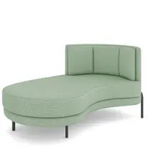 Sofá Chaise Longue Sala de Estar Living Lucca Esquerdo D02 Linho Verde D-477 - Lyam Decor