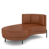 Sofá Chaise Longue Sala de Estar Living Lucca Esquerdo D02 material sintético Marrom B-38 - Lyam Decor