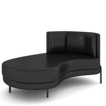 Sofá Chaise Longue Sala de Estar Living Lucca Esquerdo D02 material sintético Preto B-159 - Lyam Decor