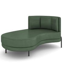 Sofá Chaise Longue Sala de Estar Living Lucca Esquerdo D02 material sintético Verde B-89 - Lyam Decor