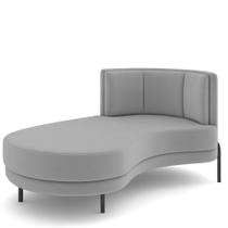Sofá Chaise Longue Sala de Estar Living Lucca Esquerdo D02 Veludo Cinza D-317 - Lyam Decor
