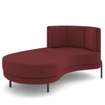 Sofá Chaise Longue Sala de Estar Living Lucca Esquerdo D02 Veludo Marsala D-278 - Lyam Decor