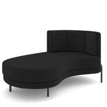 Sofá Chaise Longue Sala de Estar Living Lucca Esquerdo D02 Veludo Preto C-300 - Lyam Decor