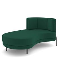 Sofá Chaise Longue Sala de Estar Living Lucca Esquerdo D02 Veludo Verde C-303 - Lyam Decor