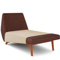 Sofá Chaise Longue Sala de Estar Living Parisi D02 material sintético Marrom B-38 Linho Bege D-463 - Lyam Decor