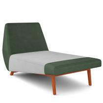 Sofá Chaise Longue Sala de Estar Living Parisi D02 material sintético Verde B-89 Linho Cinza D-315 - Lyam Decor