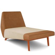 Sofá Chaise Longue Sala de Estar Living Parisi D02 material sintético Whisky B-90 Linho Bege D-463 - Lyam Decor