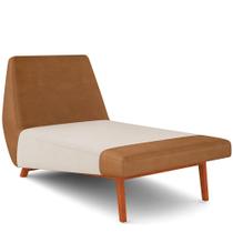 Sofá Chaise Longue Sala de Estar Living Parisi D02 material sintético Whisky B-90 Linho Cru D-461 - Lyam Decor