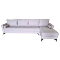 Sofá Chaise Resty Lado Direito Tecido Acquablock Pé Aço Preto 290x140cm