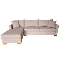 Sofá Chaise Rússia 250x160cm Pé Cantoneira Lado Esquerdo Tecido Acquablock