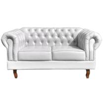 Sofá Chesterfield 2 Lugares Dom Pedro Vintage Retrô Capitonê Couro Branco Sofá Chesterfield 2 Lugares Dom Pedro Vintage Retrô Capitonê Couro Branco