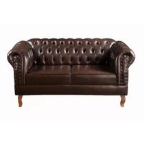 Sofá Chesterfield 2 Lugares Dom Pedro Vintage Retrô Capitonê Couro Marrom