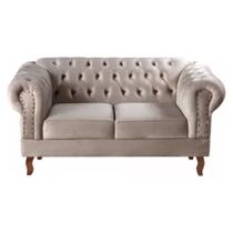 Sofá Chesterfield 2 Lugares Dom Pedro Vintage Retrô Capitonê Veludo Capuccino