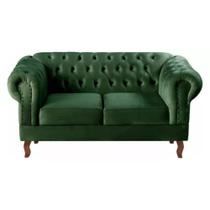 Sofá Chesterfield 2 Lugares Dom Pedro Vintage Retrô Capitonê Veludo Verde