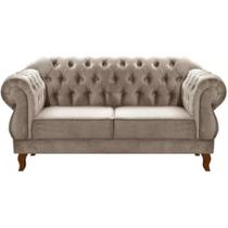 Sofá Chesterfield 2 Lugares Duquesa Vintage Retrô Capitonê Veludo Capuccino