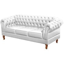 Sofá Chesterfield 3 Lugares Dom Pedro Vintage Retrô Capitonê Couro Branco