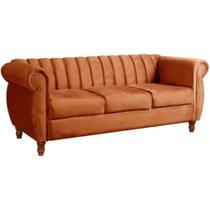 Sofá Chesterfield 3 Lugares Realeza Vintage Retrô Veludo Terracota