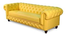 Sofá Chesterfield Amarelo 4 Lugares Sofá Chesterfield Amarelo 4 Lugares
