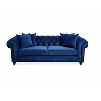 Sofá Chesterfield Azul Sala Decoração 200 cm