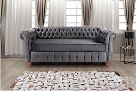 Sofa Chesterfield Bourbon Suede 3 Lugares Novo Encanto Cinza Almofada Fixa