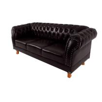 Sofá chesterfield capitone duque 2.30m 3 assentos courano café / dom pedro - barbearia - escritório - sala de estar