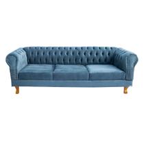 Sofá Chesterfield Capitone Duque Azul Marinho 2,30cm