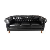 Sofá Chesterfield Capitone Duque Corano Preto 2,00cm