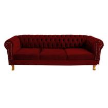 Sofá Chesterfield Capitone Duque Suede Bordo 2,30