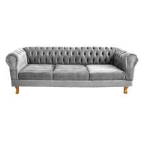 Sofá Chesterfield Capitone Duque Suede Cinza 1,80cm Sofá Chesterfield Capitone Duque Suede Cinza 1,80cm