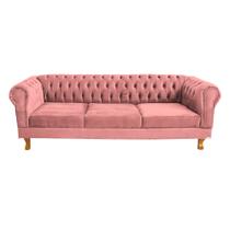 Sofá Chesterfield Capitone Duque Suede Rosa 2,00 Sofá Chesterfield Capitone Duque Suede Rosa 2,00