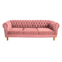 Sofá Chesterfield Capitone Duque Suede Rosa 2,30