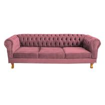 Sofá Chesterfield Capitone Duque Suede Rosé 2,00 Sofá Chesterfield Capitone Duque Suede Rosé 2,00