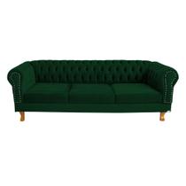 Sofá Chesterfield Capitone Duque Suede Verde Musgo 1,80