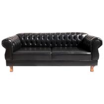 Sofá Chesterfield Capitone Elisabeth Corano Preto 1,80 Sofá Chesterfield Capitone Elisabeth Corano Preto 1,80