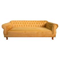 Sofá Chesterfield Capitone Elisabeth Suede Amarelo 2,30cm