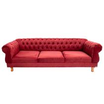 Sofá Chesterfield Capitone Elisabeth Suede Bordo 1,80CM