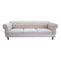Sofá Chesterfield Capitone Elisabeth Suede Nude 1,80cm