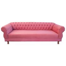 Sofá Chesterfield Capitone Elisabeth Suede Rose 1,80