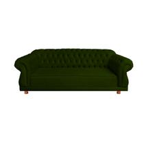 Sofá Chesterfield Capitone Elisabeth Suede Verde Musgo 1,80