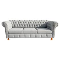 Sofá Chesterfield Capitone Luis XV material sintético BRANCO 1,80M 3 ASSENTOS Decoracao, sala tv estar, recepçao