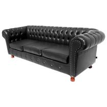 Sofá Chesterfield Capitone Luis XV Preto 2M / Decoracao, sala tv estar, recepçao, barbearia
