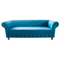 Sofá Chesterfield Capitone Luis XV Suede Acqua 2M / Decoraçao , sala tv estar , recepçao