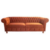 Sofá Chesterfield Capitone Luis XV Suede Terra Cota 1,80 / Decoracao, sala tv estar, recepçao