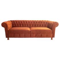 Sofá Chesterfield Capitone Luis XV Suede Terra Cota 2M / Decoracao, sala tv estar, recepçao