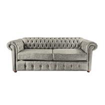 Sofá Chesterfield Capitone Luis XV Vicenzo Cinza Couro Eco 1,80 / Decoracao, sala tv estar, recepçao