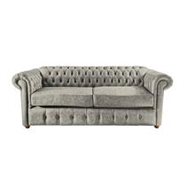 Sofá Chesterfield Capitone Luis XV Vicenzo Couro Eco Cinza 1,80M / Decoracao, sala tv estar, recepçao